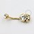 PVD61 Navel Piercing Cristais E Esferas Aço PVD Gold - Imagem 1