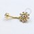 PVD62 Navel piercing sol indiano Cristal aço PVD Gold - Imagem 1