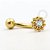 TN706 Navel Piercing Flor Titânio PVD Gold - Imagem 1