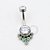 TN418 Navel Piercing Flat 7 Pedras Zirconias / Opalite Green - Imagem 1