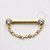 TN1119 Nipple Jewelry CZ Flat Com Corrente Push Pin Titânio PVD Gold - Imagem 1