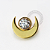 TN1579 Topo Meia Lua Chapa com Zirconia  Ponto de Luz Titânio PVD Gold - Imagem 1