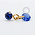 TN1712 Topo Ponto De Luz Azul Safira Com Pingente Cristal Push Pin Titânio PVD Gold - Imagem 1