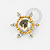 TN1748 Topo Sol Pedra Pedra Água-Marinha Sintética Titânio PVD Gold - Imagem 1