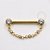 TN1119 Nipple Jewelry CZ Flat Com Corrente Push Pin Titânio PVD Gold - Imagem 1
