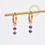 TN2371 Brinco Argola 2 Pingente CZ Roxo Titânio PVD Gold - Imagem 1
