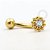 TN706 Navel Topo Sol CZ Titânio PVD Gold - Imagem 1