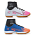 Kit 2 Chuteiras Society Cano Alto Infantil Azul Laranja e Branco Rosa - Imagem 1