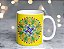 Caneca De Porcelana Personalizada Xícara Estampada Decorativa Café 325 ML Mandala Amarela Verde Folhas - Imagem 2