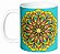 Caneca De Porcelana Personalizada Xícara Estampada Decorativa Café 325 ML Mandala Liberdade Azul Amarelo Laranja - Imagem 5