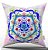 Almofada Decorativa Branca Mandala Flosrecimento Azul Colorida - Ideal para Sala e Quarto - Sofá 40x40 - Imagem 1