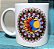 Caneca Porcelana Mandala Lua Com Flores 350ml Branca Exclusiva Coloricasa - Imagem 1