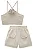 Conjunto Blusa Flor e Shorts Alfaiataria Off White 78825 Vic Vicky - Imagem 2
