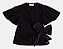 Blusa Manga Curta Com Recorte e Laço Preta Momi H6021 - Imagem 1