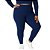 Calça Legging Peluciada Térmica Plus Size Suplex Flanelado Azul Marinho - Imagem 2