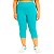 Calça Corsário Fitness Plus Size Azul Turquesa - Imagem 1