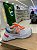 Tênis Sneaker Natalia Branco com detalhes Laranja e Azul, com cadarço Laranja choque - Imagem 1