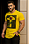 Camiseta Masculina LongLine Amarela com Estampa - Imagem 1