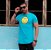 Camiseta Masculina LongLine Azul com Estampa Smiley - Imagem 2