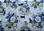 Black Cat in Blue Flowers. Linho+Alg Japonês. (50x55cm) - Imagem 1