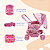 Carrinho Bebê Passeio Reclinável Reversível Mosquiteiro Bamboo Pink + Bolsa - Imagem 3