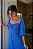 Vestido azul busto franzido e manga - Imagem 4
