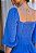 Vestido azul busto franzido e manga - Imagem 1