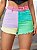 Short Jeans Botão Bolso Raw Hem Zíper Bloco de Cores - Imagem 7