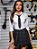 Conjunto 3 Peças de Gravata Xadrez Sexy de Estudante - Imagem 2