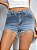 Short Jeans  Denim Strass Acabamento de Franja - Imagem 6