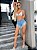Shorts Jeans Acabamento de Franja Bolso Inclinado - Imagem 5