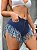 Shorts Jeans Acabamento de Franja Bolso Inclinado - Imagem 8