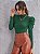 Top Cropped Pescoço Manga Gigot Malhado Simples Elegante - Imagem 9