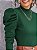 Top Cropped Pescoço Manga Gigot Malhado Simples Elegante - Imagem 10