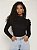 Top Cropped Pescoço Manga Gigot Malhado Simples Elegante - Imagem 2