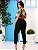 Calça Linho Alfaiataria Feminina Botão Skinny Social Ocasional Casual Cinto Fake - Imagem 5