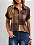 Camisa Bloco de cores Botão frontal Bolso remendado - Imagem 1