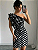 Vestido Curto Assimétrico Franzido de Ombro Único com Estampa de Poá - Imagem 6