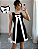 Vestido Casual Preto e Branco Modelo A-Line, - Imagem 1
