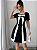 Vestido Casual Preto e Branco Modelo A-Line, - Imagem 9