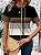 Camiseta Feminina Manga Curta com Decote Redondo Retalho Bloco de Cores - Imagem 20