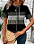 Camiseta Feminina Manga Curta com Decote Redondo Retalho Bloco de Cores - Imagem 9