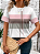 Camiseta Feminina Manga Curta com Decote Redondo Retalho Bloco de Cores - Imagem 6
