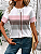 Camiseta Feminina Manga Curta com Decote Redondo Retalho Bloco de Cores - Imagem 4