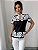 Blusa Casual de Manga Curta com Gola e Estampa Contrastante - Imagem 7