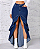 Saia Denim Assimétrica Fendida com Babados - Imagem 1