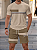 Conjunto Casuais Masculino Camiseta de Gola Redonda de Manga Curta com Blocos de Cores Shorts com Cordão - Imagem 3