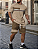 Conjunto Casuais Masculino Camiseta de Gola Redonda de Manga Curta com Blocos de Cores Shorts com Cordão - Imagem 1