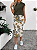 Conjunto Camiseta de Manga Curta e Saia Casual Floral Retrô - Imagem 1