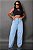 Calça Wide Leg Pantalona Jeans Cintura Alta Levanta Bumbum - Imagem 6